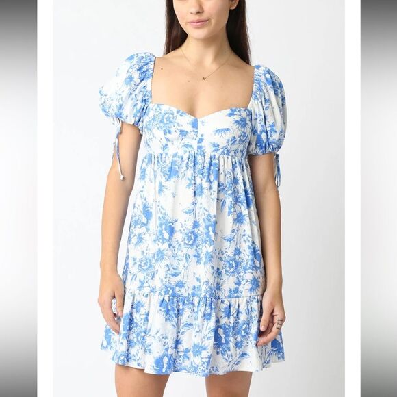 Pants Store Spring Awaits Pink Floral Puff Sleeve Scrunch Back Sun Dress - Picture 15 of 16